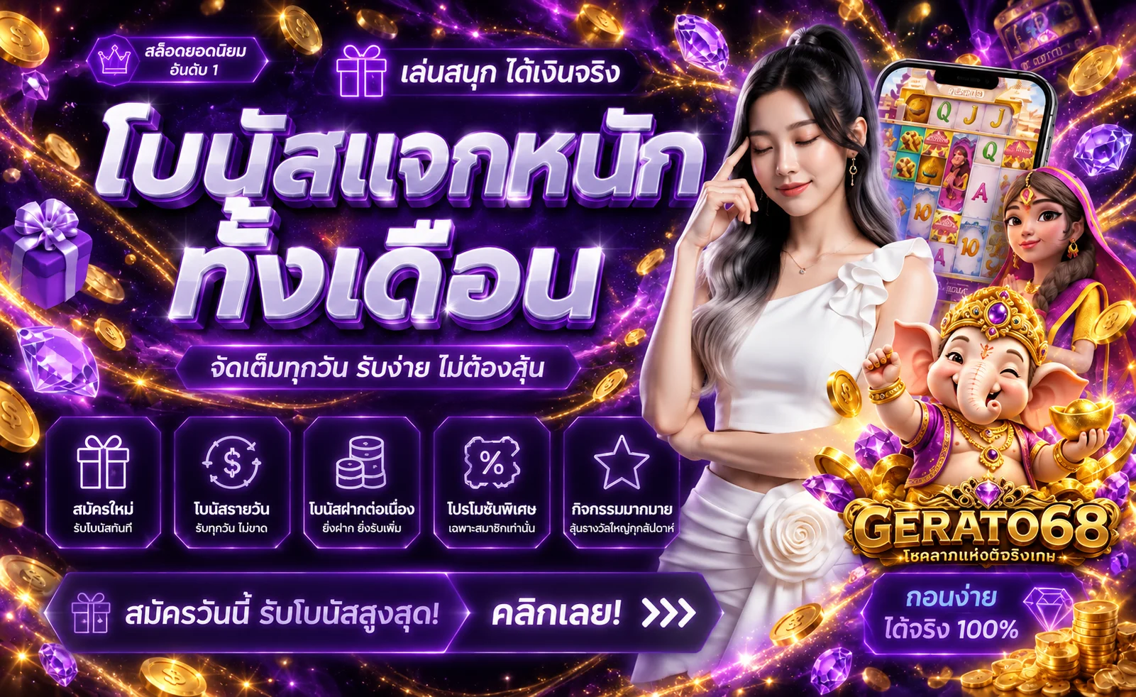 GERATO68 สล็อตออนไลน์พร้อมโบนัสและตัวละครเกม